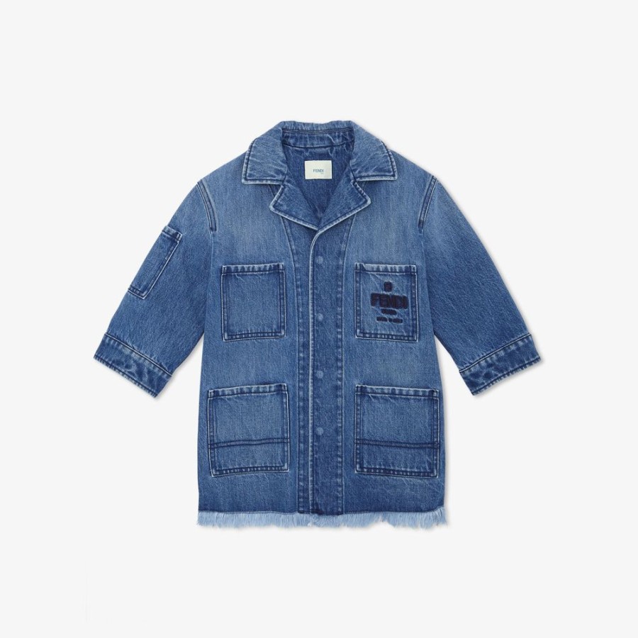 Kids Fendi Ready To Wear | Fendi Roma Jacke Aus Denim