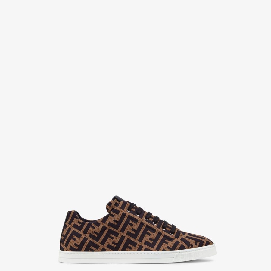 Herren Fendi Sneakers | Low Top Sneaker Aus Technischem Gewebe In Braun