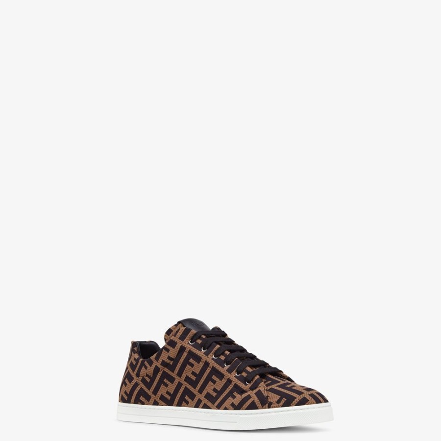 Herren Fendi Sneakers | Low Top Sneaker Aus Technischem Gewebe In Braun