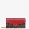 Damen Fendi Portemonnaies Mit Tragekette | Portemonnaie Aus Leder In Rot