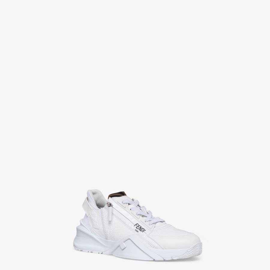 Herren Fendi Sneakers | Low-Top Aus Kaiman In Weis