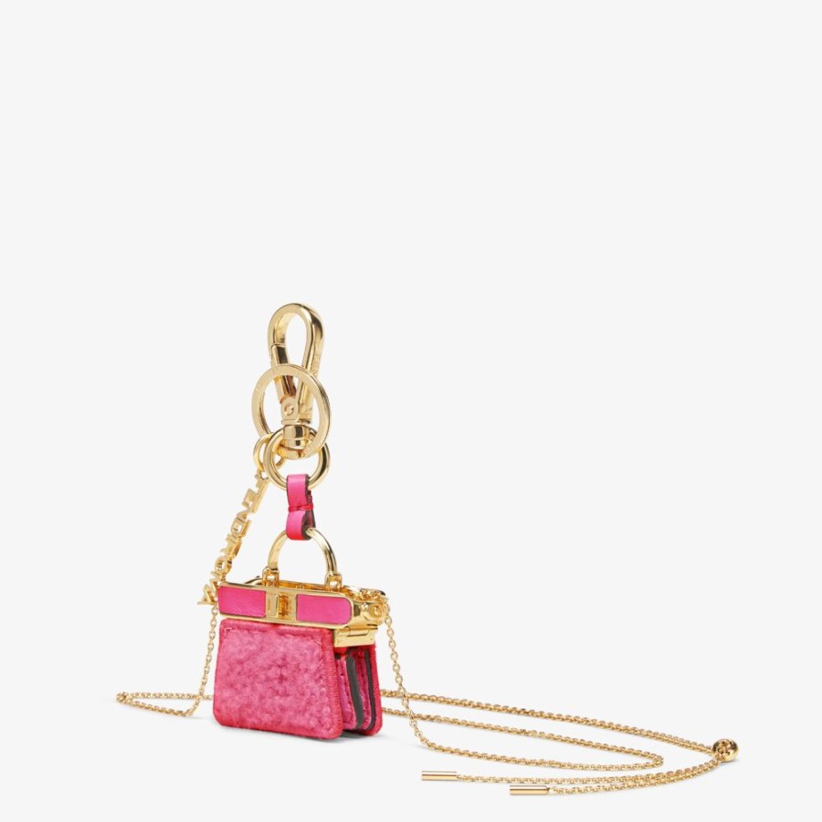 Damen Fendi Tech Und Lifestyle Accessoires | Schlusselanhanger Aus Schaffell In Fuchsia