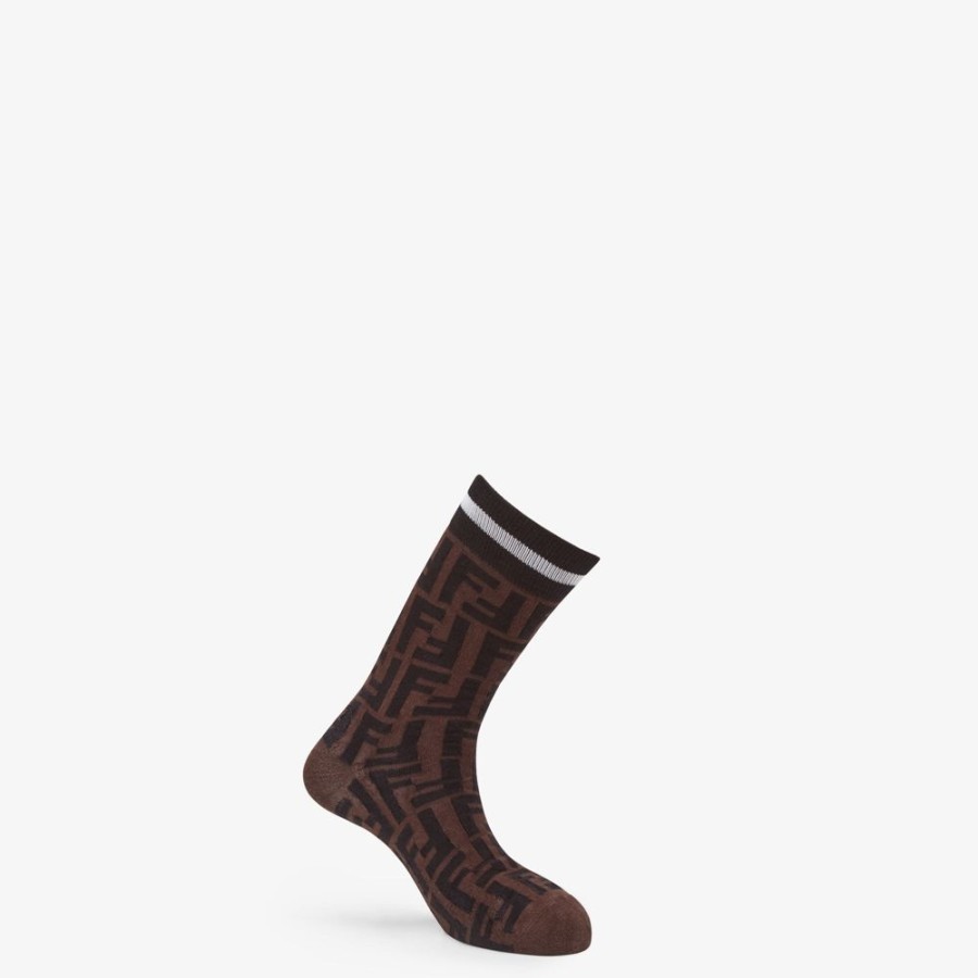 Herren Fendi Socken | Socken Aus Baumwollstretch In Braun