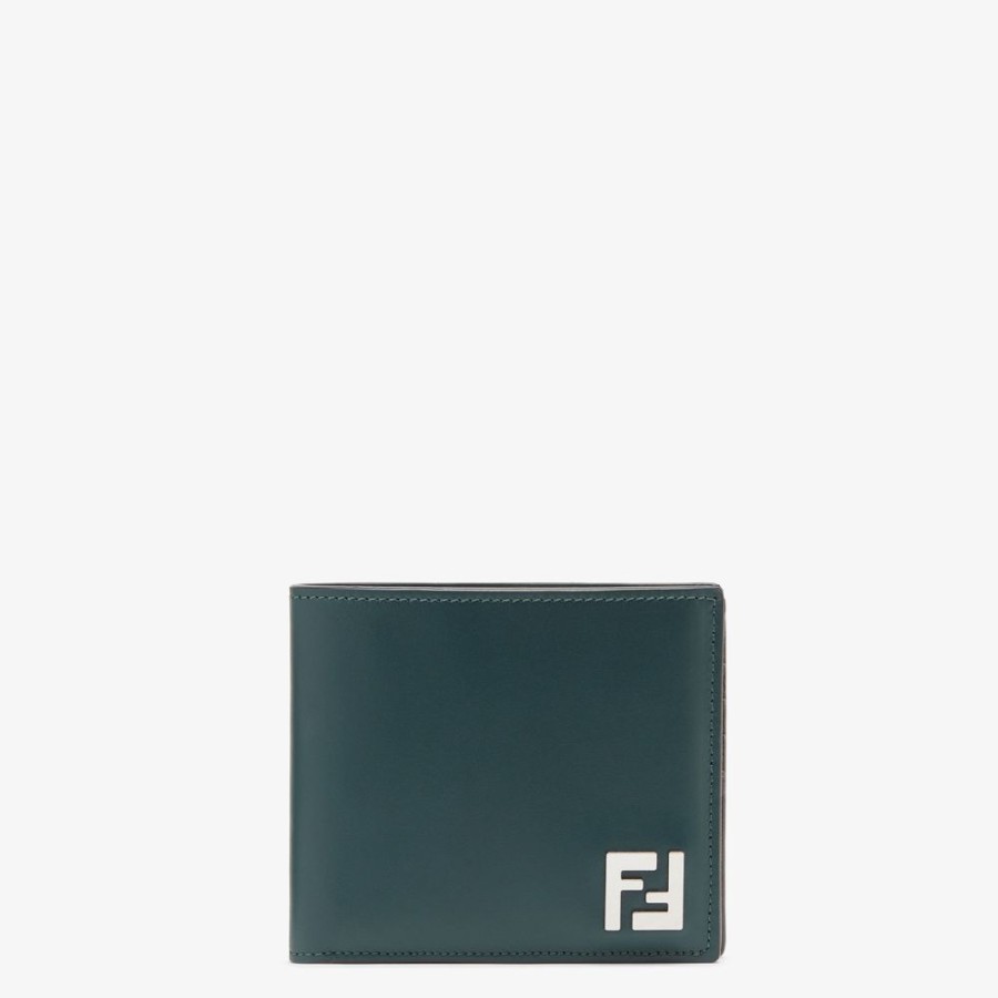 Herren Fendi Portemonnaies | Kompaktes Bifold-Portemonnaie Aus Leder In Grun