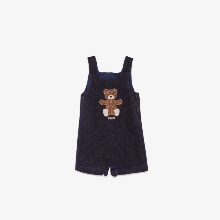 Kids Fendi Baby Madchen | Latzhose Aus Denim Mit Stickerei