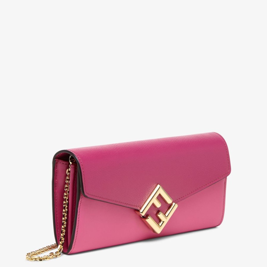 Damen Fendi Portemonnaies Mit Tragekette | Portemonnaie In Bicolor-Optik Aus In Fuchsia Und Dunkelrosa