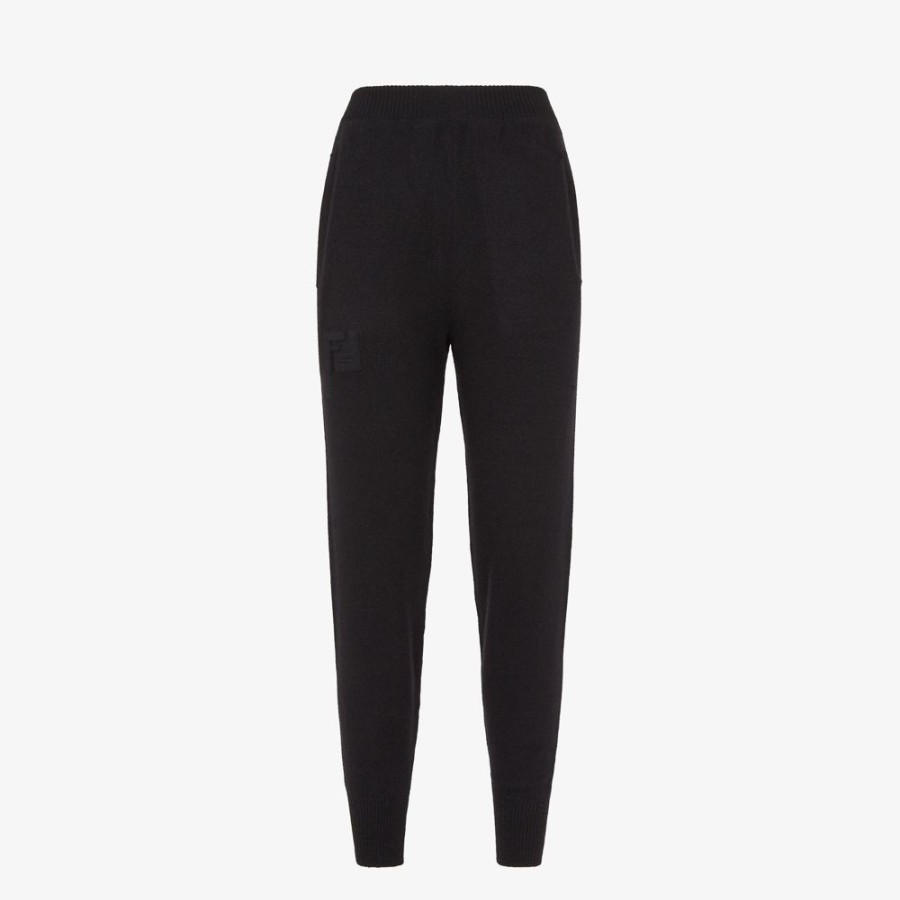 Damen Fendi Sportbekleidung | Hose Aus Eco-Kaschmir In Schwarz