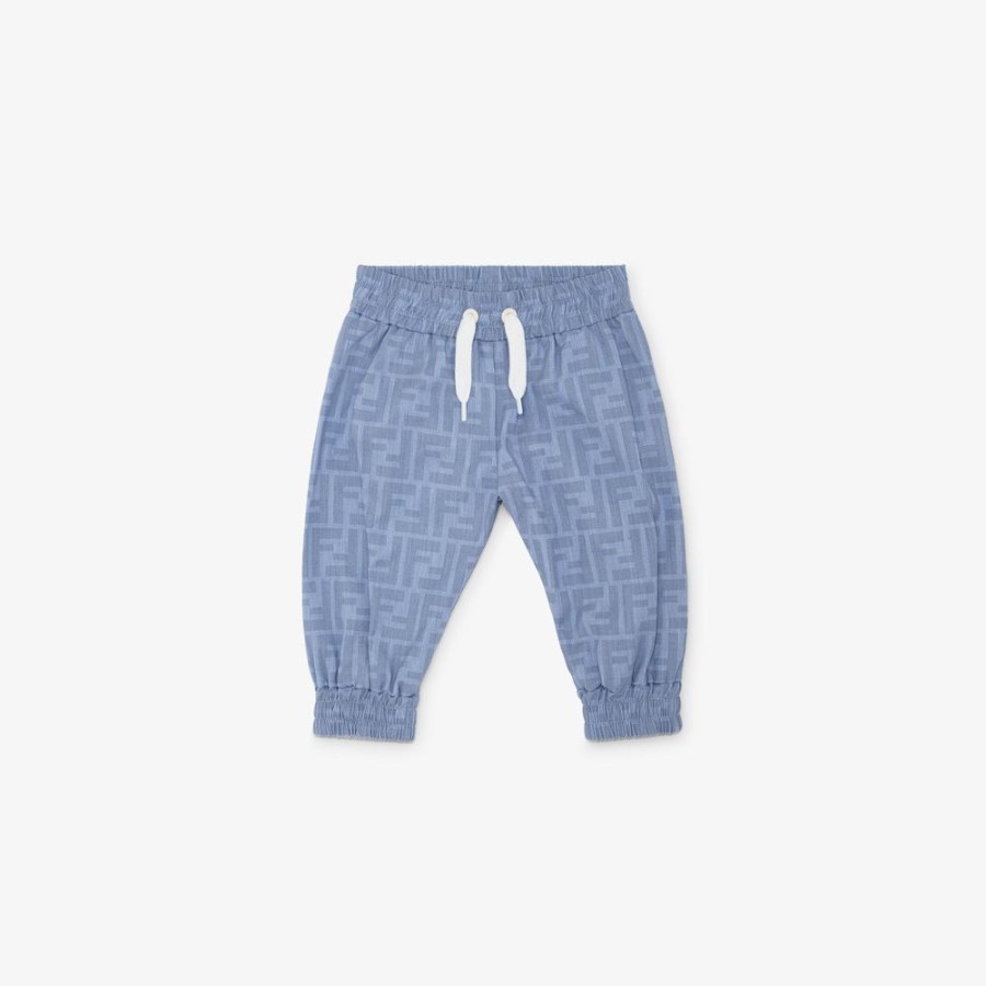 Kids Fendi Baby Junge | Baby-Hose Aus Chambray In Himmelblau