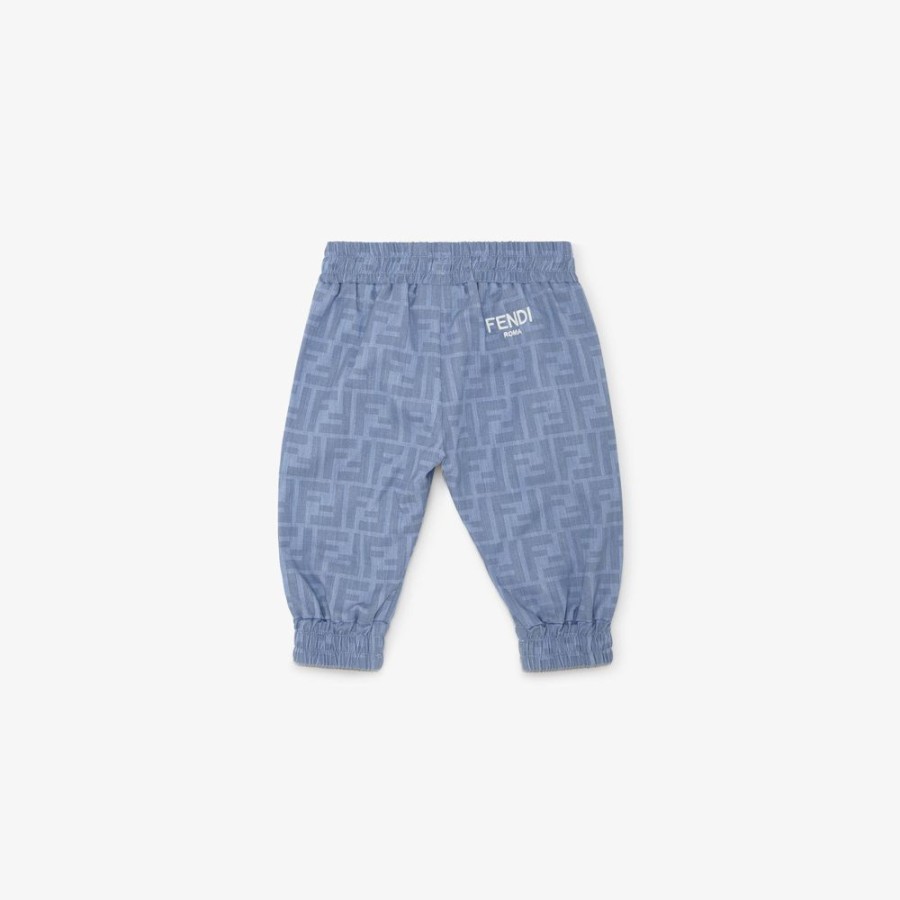 Kids Fendi Baby Junge | Baby-Hose Aus Chambray In Himmelblau