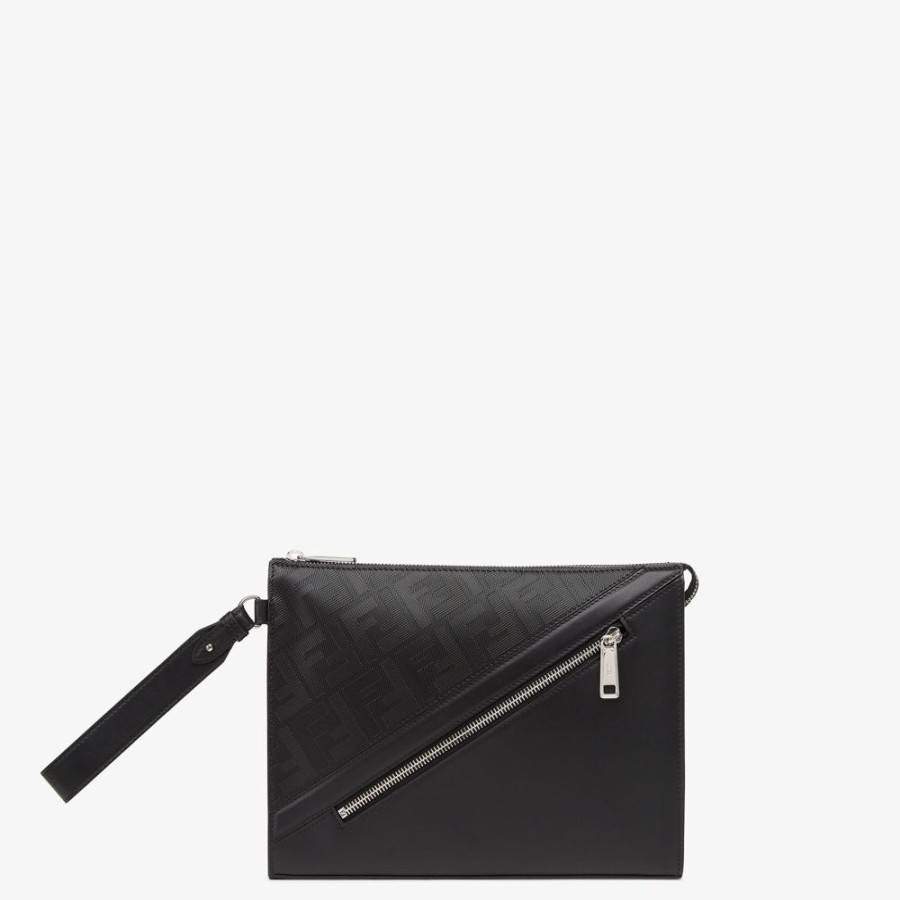 Herren Fendi Pochetten | Pochette Aus Leder In Schwarz