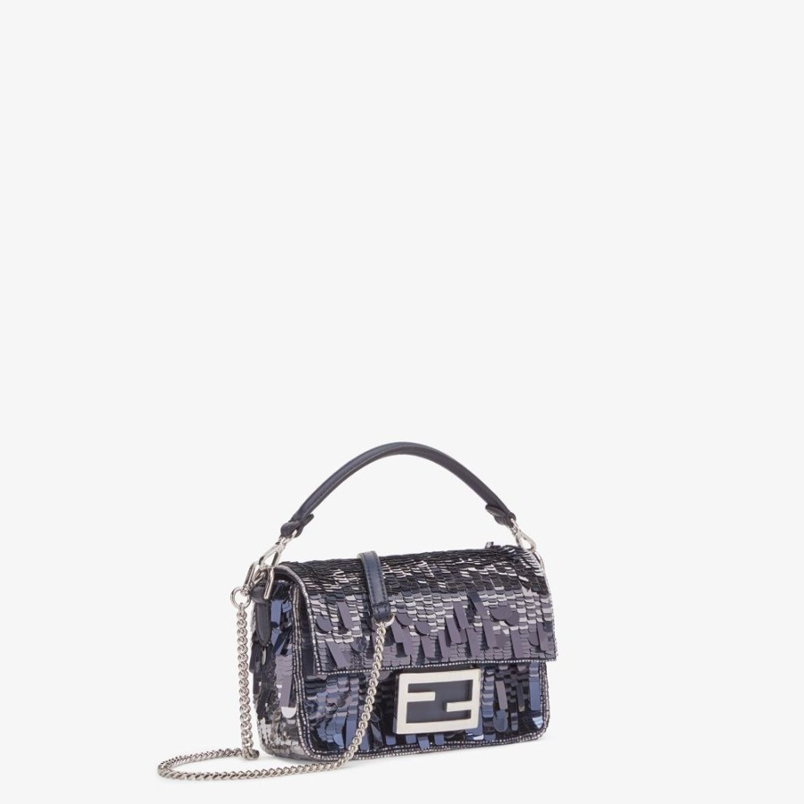 Damen Fendi Mini-Taschen | Tasche Aus Leder Mit Pailletten In Blau Mit Farbverlauf