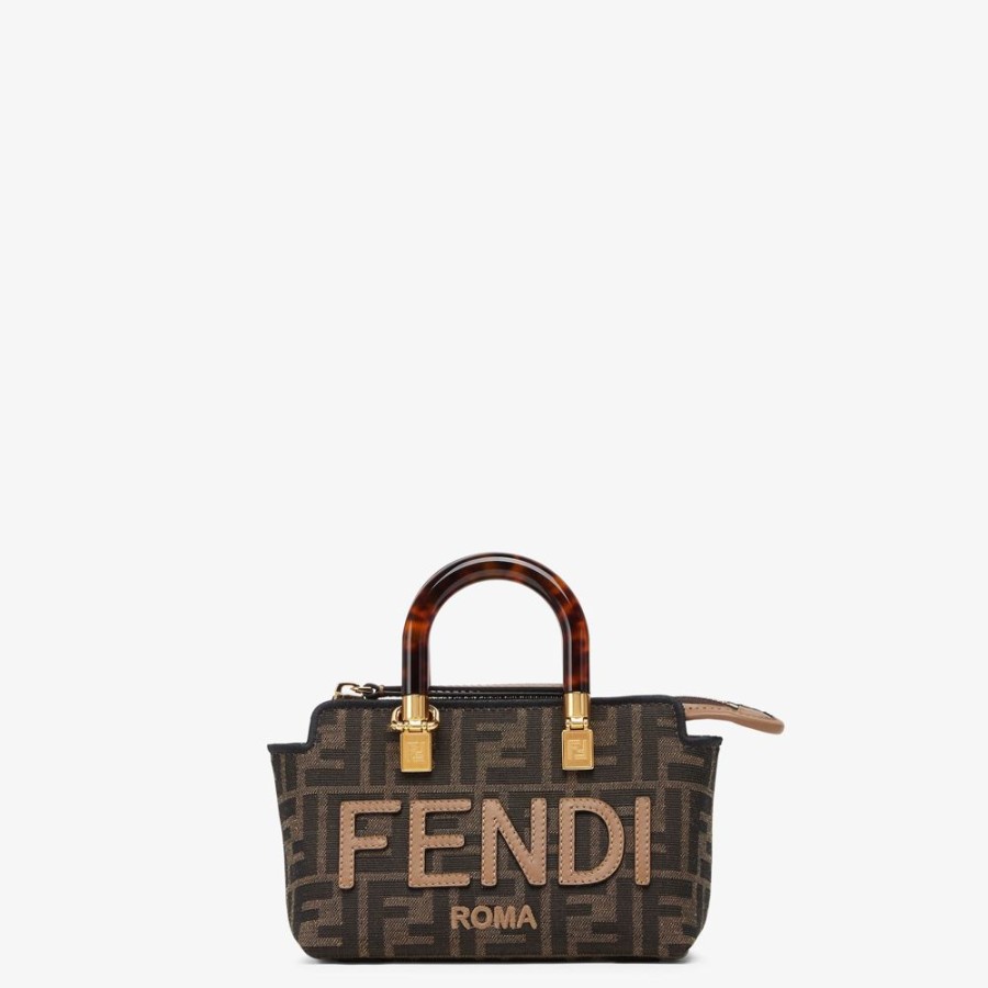 Damen Fendi Mini-Taschen | Kleine Boston Bag Aus Ff-Stoff In Braun