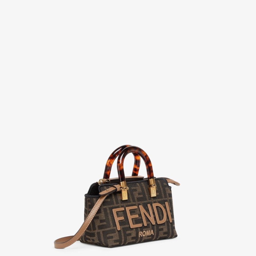 Damen Fendi Mini-Taschen | Kleine Boston Bag Aus Ff-Stoff In Braun