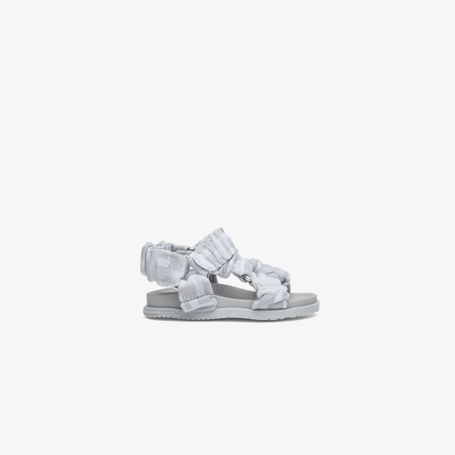 Kids Fendi Baby Madchen | Sandalen Fur Die Ersten Gehversuche Aus Stoff In Grau