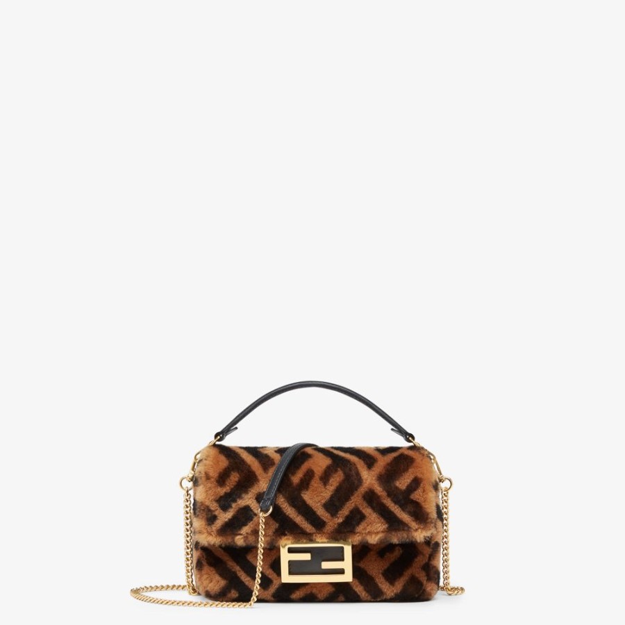 Damen Fendi Mini-Taschen | Tasche Aus Lammfell In Braun