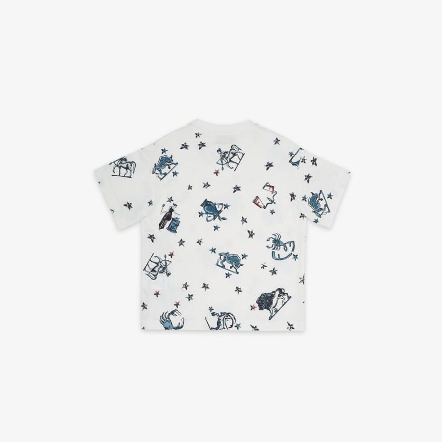 Kids Fendi Ready To Wear | Junior-T-Shirt Mini°Me Aus Jersey In Weis Und Print, Mehrfarbig