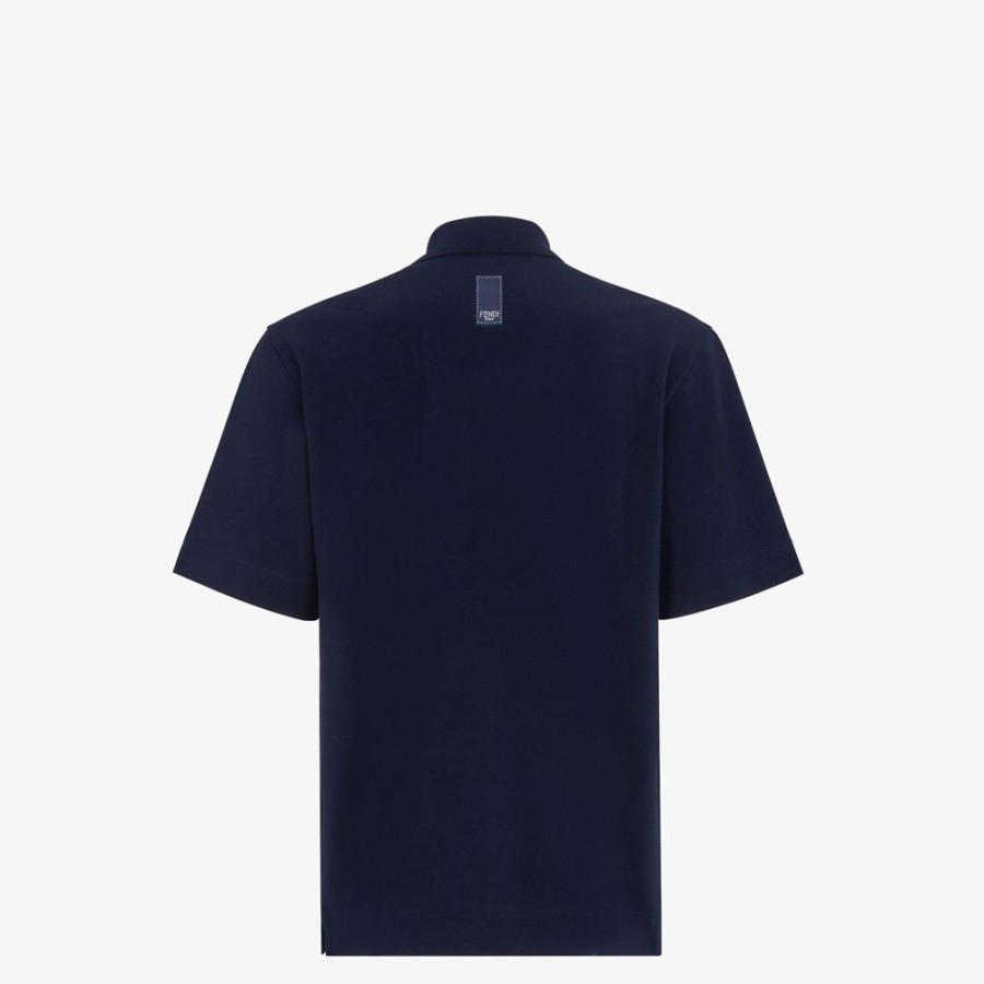 Herren Fendi T-Shirts Und Poloshirts | Polo Aus Baumwolle In Blau