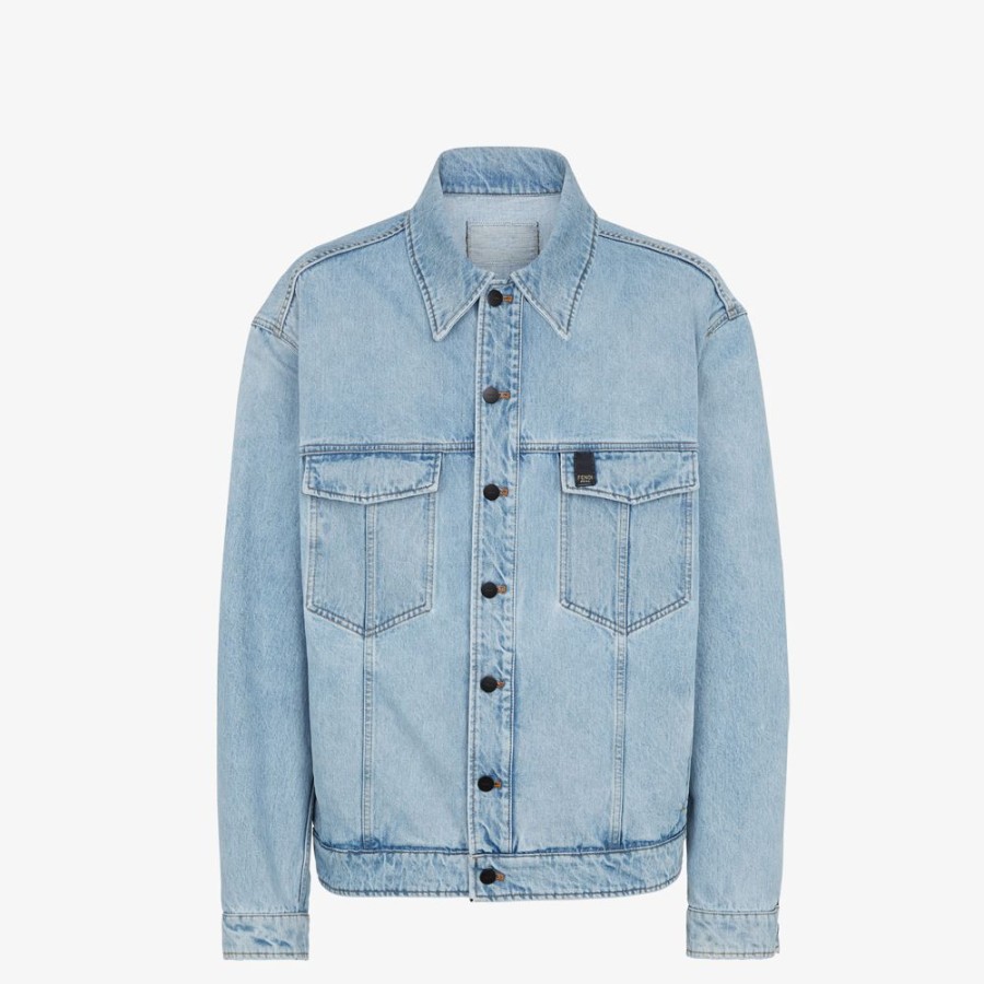 Herren Fendi Mantel Und Oberbekleidung | Jacke Aus Denim In Blau