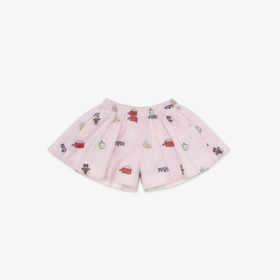 Kids Fendi Baby Madchen | Babyshorts Aus Popeline In Rosa, Mehrfarbig