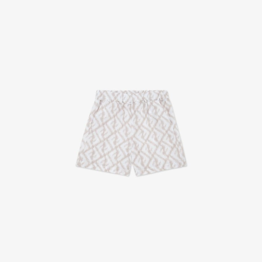 Kids Fendi Baby Junge | Bermudashorts Aus Leinen Mit Allover-Logo