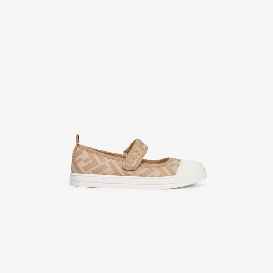 Kids Fendi Schuhe | Junior-Ballerinas Aus Stoff In Beige