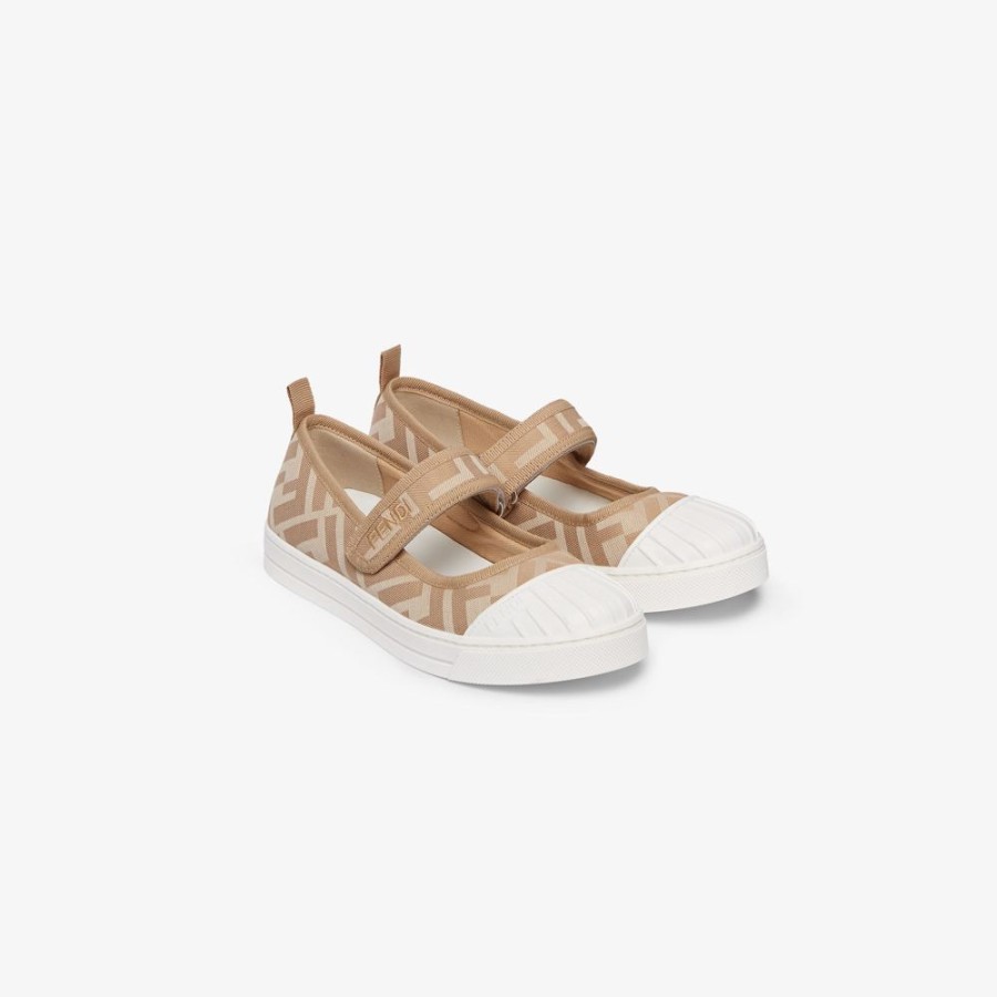 Kids Fendi Schuhe | Junior-Ballerinas Aus Stoff In Beige