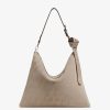 Herren Fendi Messenger Bags | Tasche Aus Veloursleder In Beige