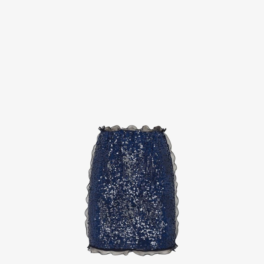 Damen Fendi Rocke | Minirock Mit Pailletten-Stickerei In Blau