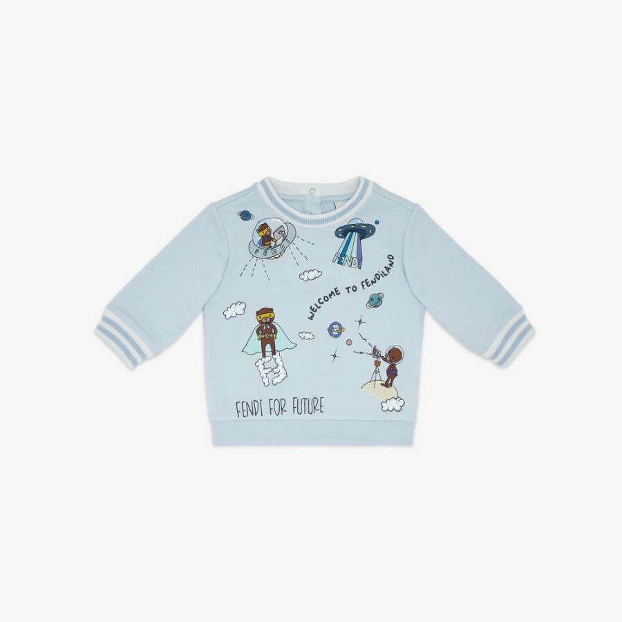 Kids Fendi Baby Madchen | Baby-Sweatshirt In Himmelblau, Mehrfarbig