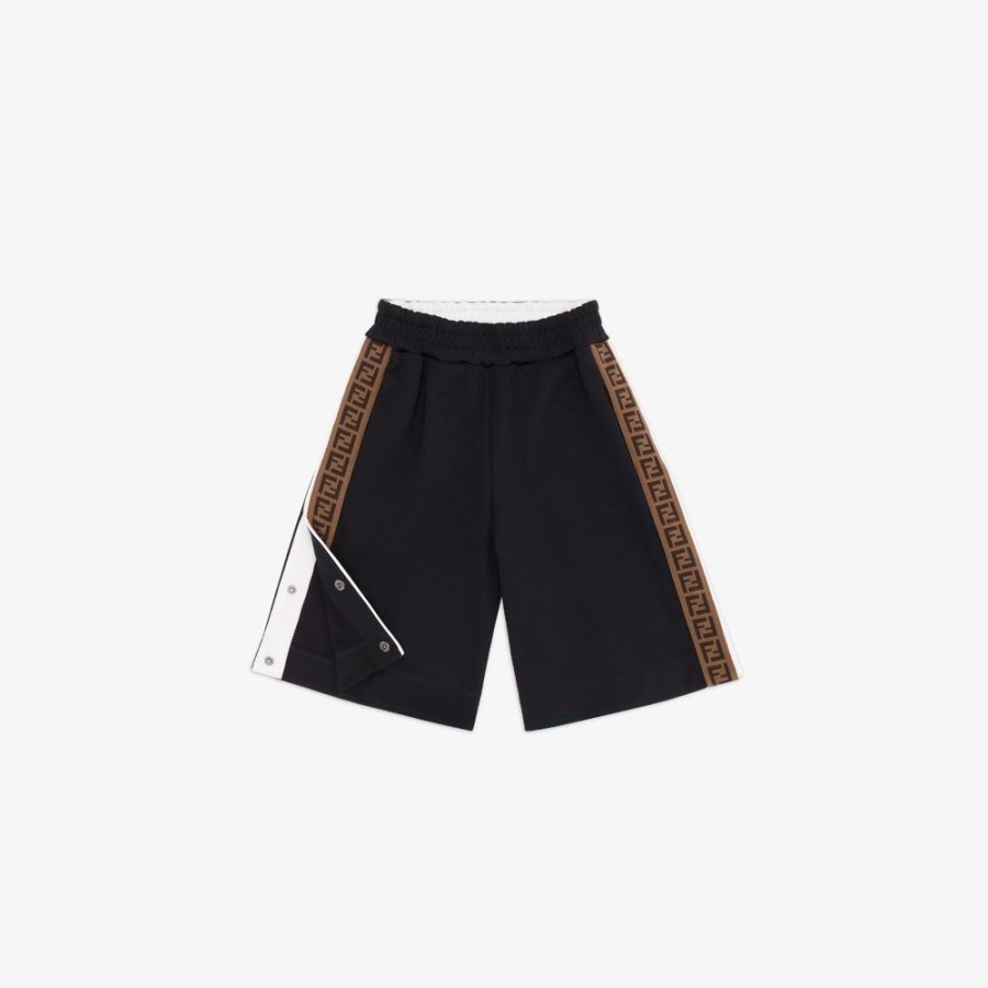 Kids Fendi Ready To Wear | Junior-Bermuda-Short Aus Technischem Gewebe In Schwarz