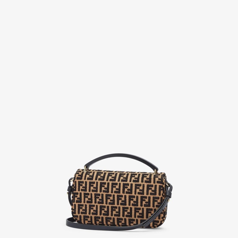 Damen Fendi Mini-Taschen | Pochette Aus Raffia-Bast In Naturfarbe Mit Ff-Detail