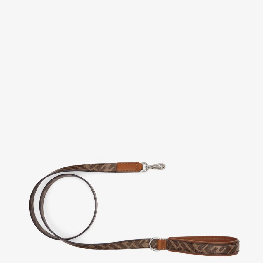 Herren Fendi Haustier-Accessoires | Hundeleine Aus Stoff In Braun