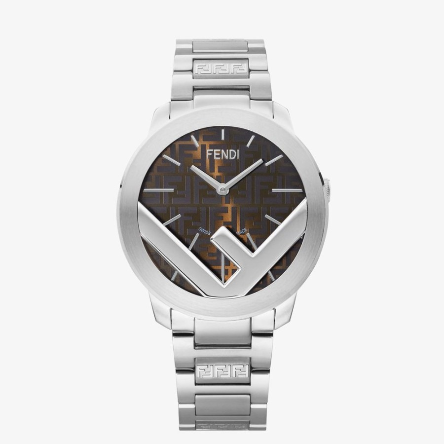 Herren Fendi Uhren | Runde Uhr 41 Mm Mit F Is Fendi-Logo