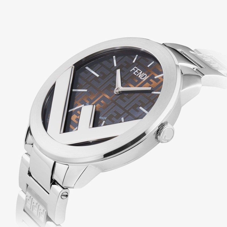 Herren Fendi Uhren | Runde Uhr 41 Mm Mit F Is Fendi-Logo