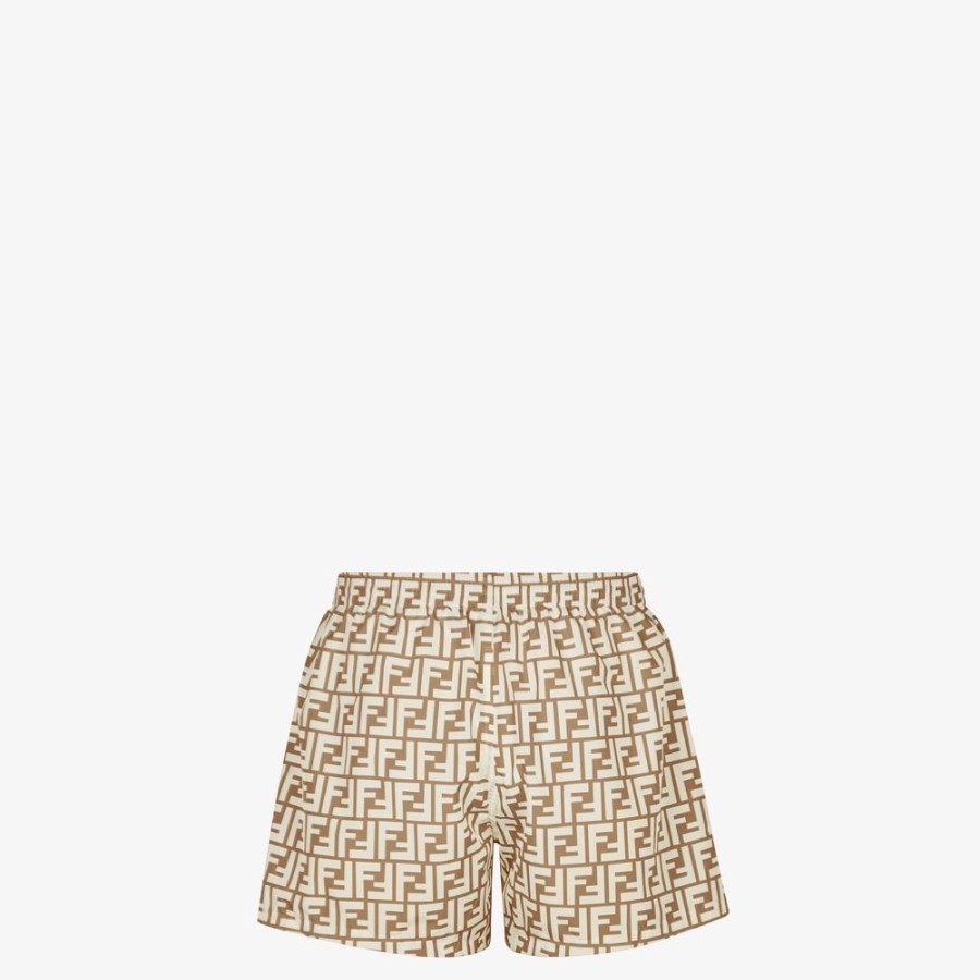 Herren Fendi Swimwear | Short Aus Stoff In Beige