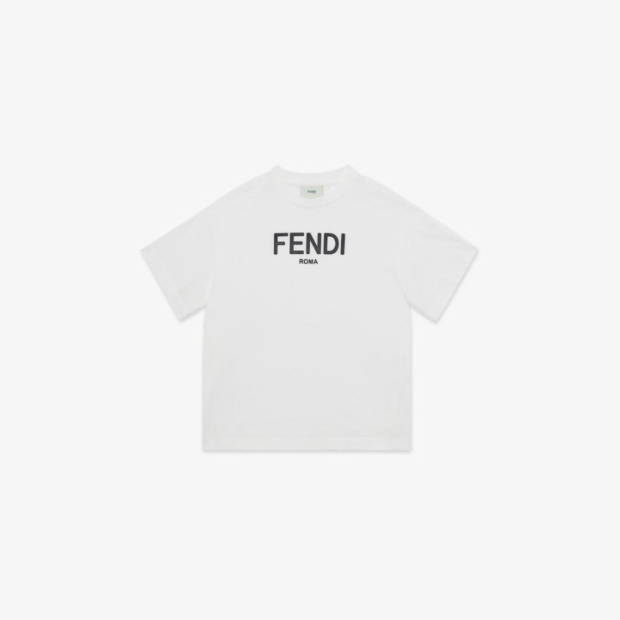 Kids Fendi Ready To Wear | Junior-T-Shirt Aus Jersey In Weis