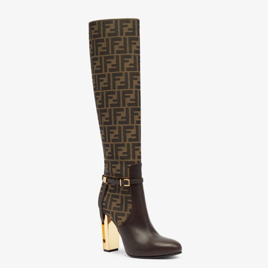 Damen Fendi Stiefel Und Stiefeletten | Stiefel Hoh Aus Leder In Braun