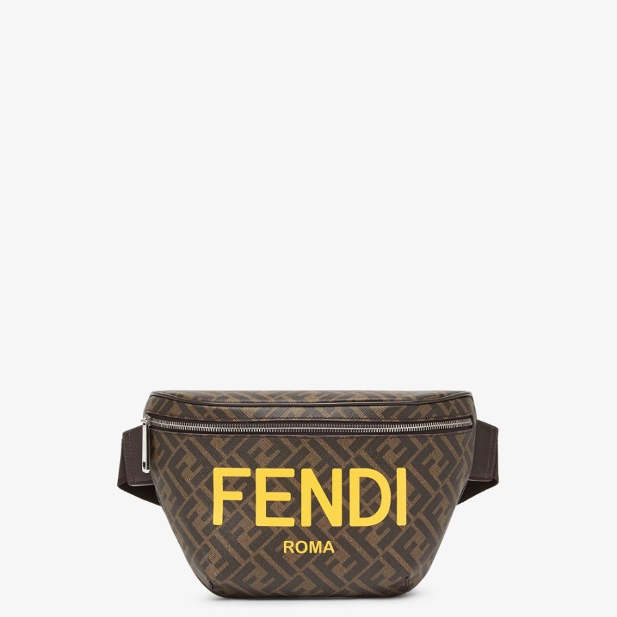 Herren Fendi Gurteltaschen | Gurteltasche Aus Stoff Mit Ff-Signatur In Braun