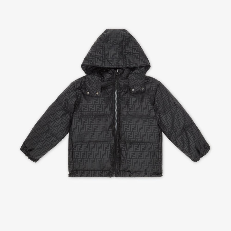 Kids Fendi Ready To Wear | Junior-Daunenjacke Aus Nylon In Schhwarz