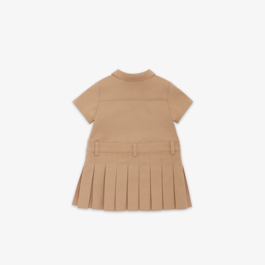 Kids Fendi Baby Madchen | Baby-Kleid Aus Gabardine In Beige