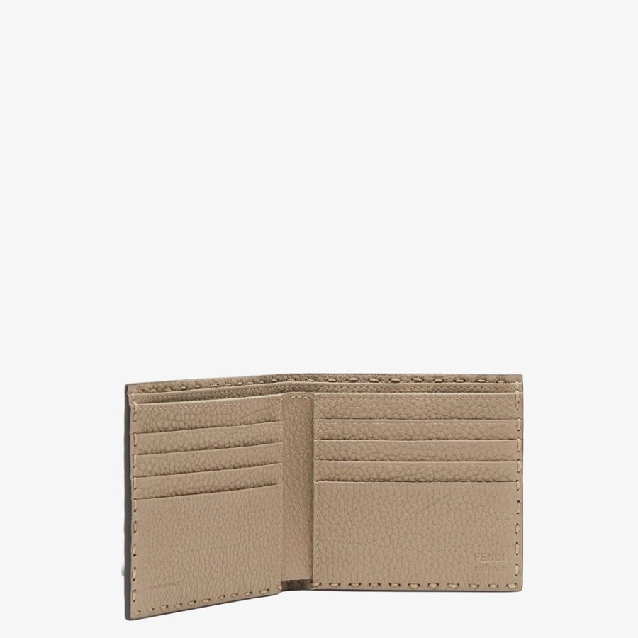 Herren Fendi Portemonnaies | Bifold-Portemonnaie Aus Leder In Beige