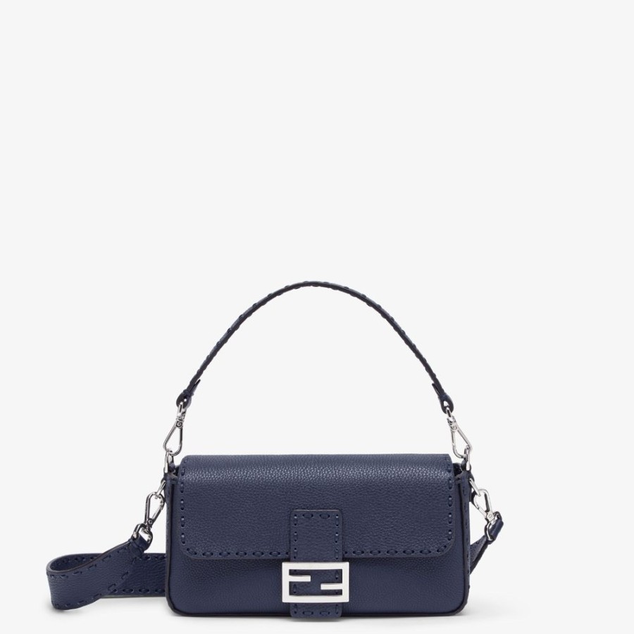 Damen Fendi Schulter- Und Crossbody-Taschen | Tasche Selleria In Nachtblau Mit Macro-Nahten