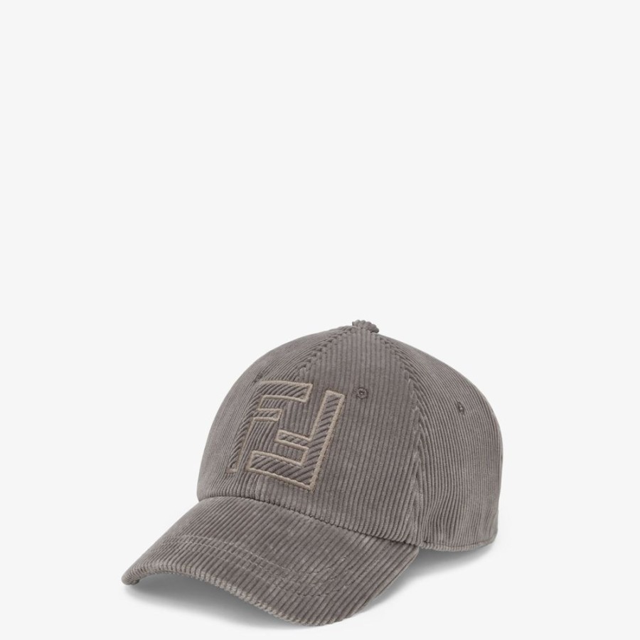 Herren Fendi Mutzen Und Handschuhe | Baseballcap Aus Samt In Grau