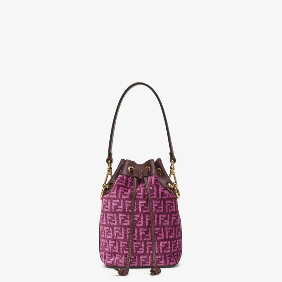 Damen Fendi Mini-Taschen | Mini Bag Aus Tapestry-Stoff Mit Ff-Muster In Rosa