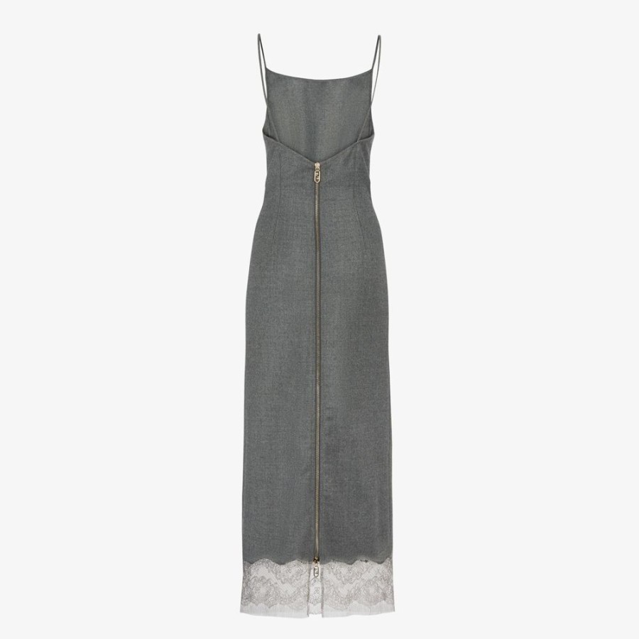 Damen Fendi Kleider Und Jumpsuits | Kleid Aus Wolle In Grau