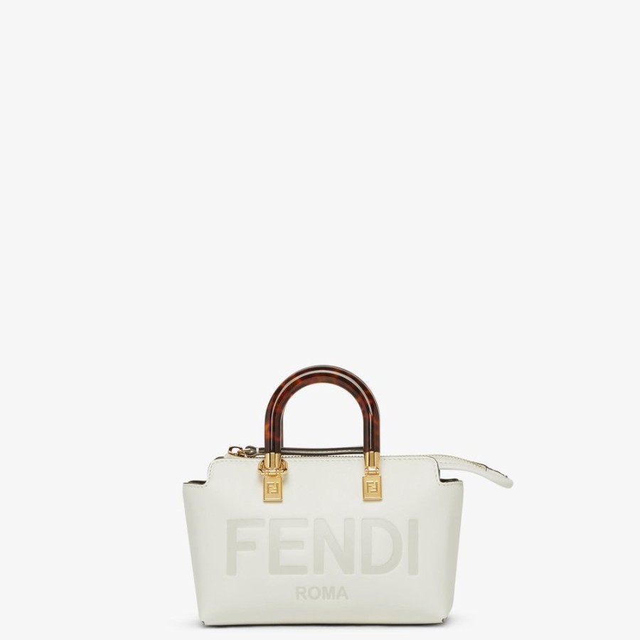 Damen Fendi Mini-Taschen | Kleine Bucket Bag Aus Leder In Weis