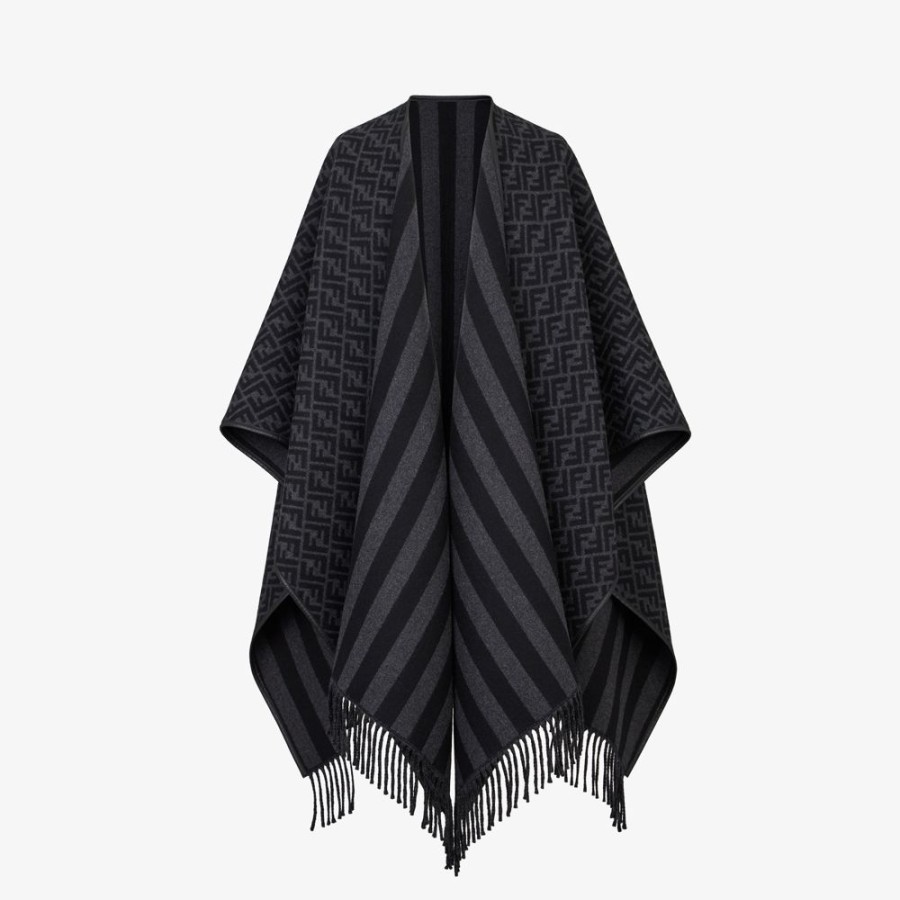 Herren Fendi Schals | Poncho Aus Kaschmir In Schwarz