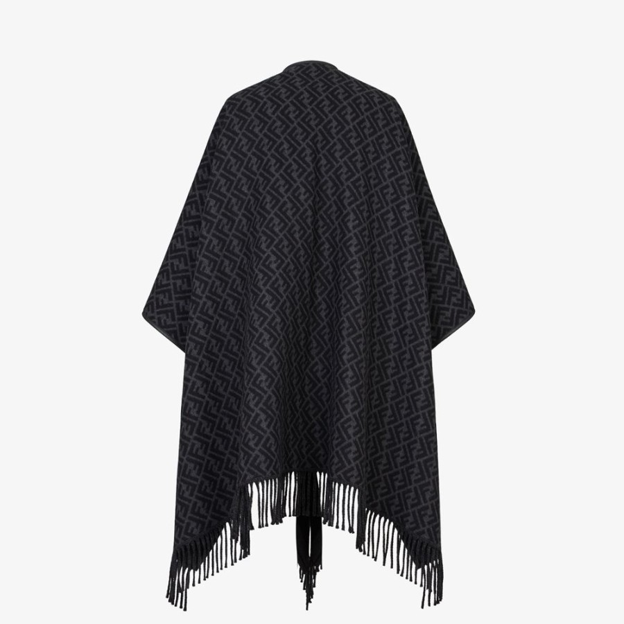 Herren Fendi Schals | Poncho Aus Kaschmir In Schwarz