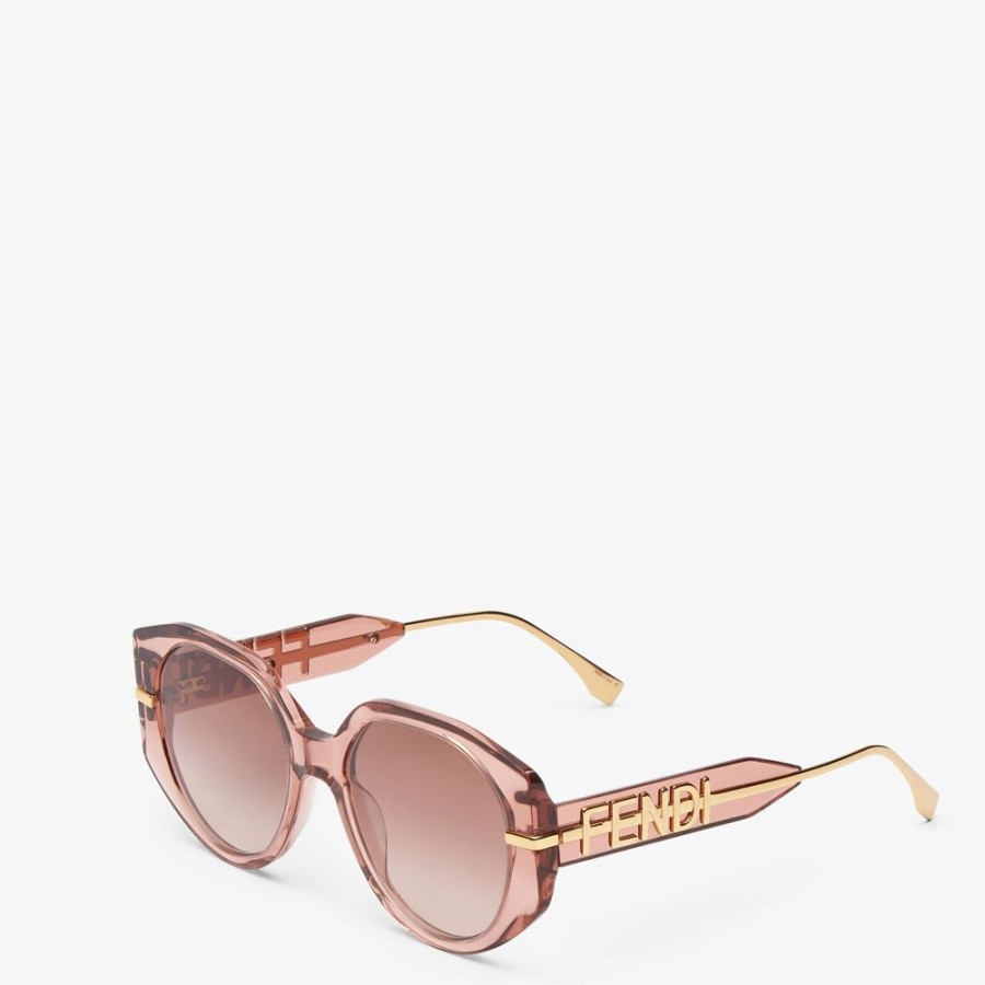 Damen Fendi Sonnenbrillen | Sonnenbrille Aus Transparentem Acetat In Rosa