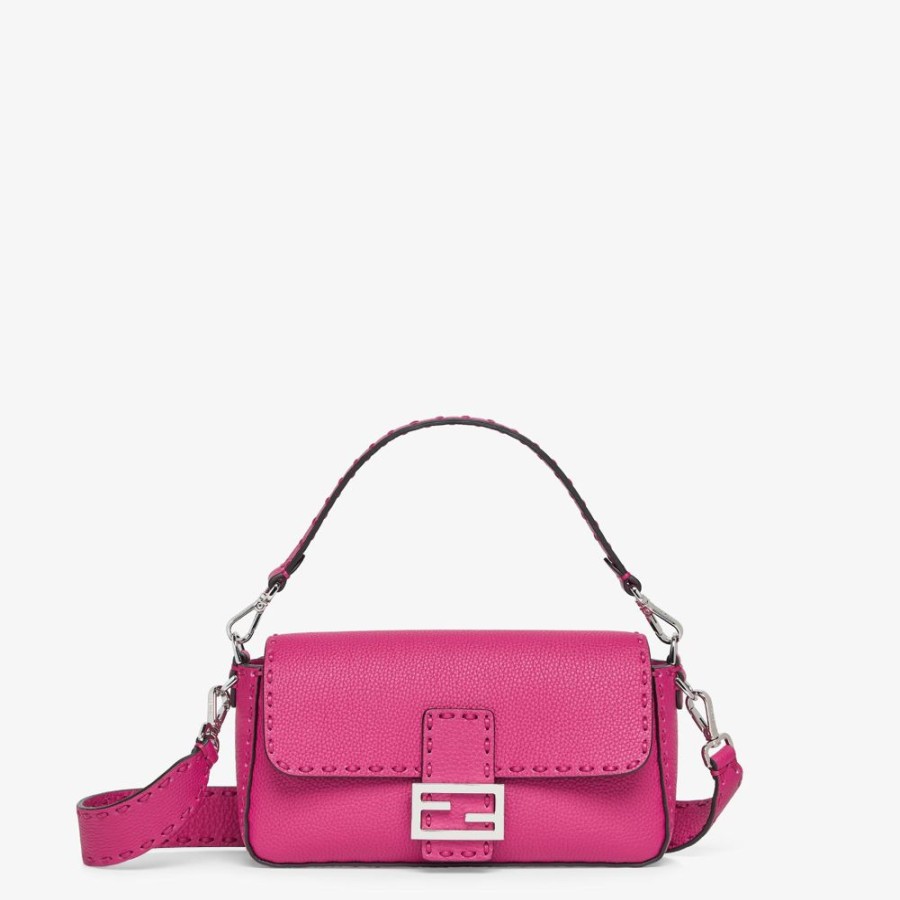 Damen Fendi Schulter- Und Crossbody-Taschen | Tasche Selleria In Fuchsia Mit Makro-Ziernahten